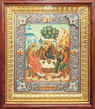 Купить Икону рукописную "Святая Троица" в драгоценном окладе, 1106