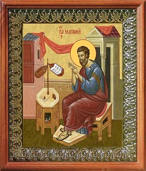 Икона Матфея апостола и евангелиста в киоте | Размер 13х16 см | 42003-8 (09М6)