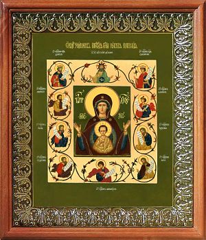 Икона Богоматери Знамение Курская-Коренная в киоте | Размер 13х16 см | 42003-8 (03025)