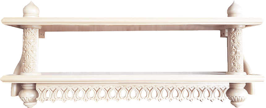 Иконная полка двухъярусная Прямая "Ажурная низкая", цвет Белый теплый (Слоновая кость), 18111-Б