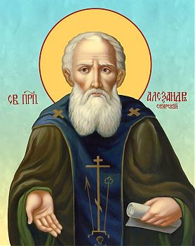 Икона святого Александра Свирского, преподобного, 09А3 - Купить полиграфическую икону на холсте