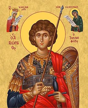 Икона святого Георгия Победоносца, великомученика, воина, 09Г6 - Купить полиграфическую икону на холсте