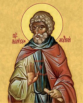 Икона святого Моисея Мурина Эфиопского, преподобного иеромонаха, 09М2 - Купить полиграфическую икону на холсте