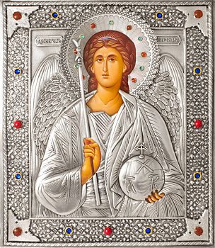 Икона Святого Архангела Михаила в посеребренной ризе (окладе), Р-244.6