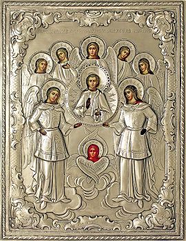 Икона Собора Архистратига Архангела Михаила в посеребренной ризе (окладе), Р-156
