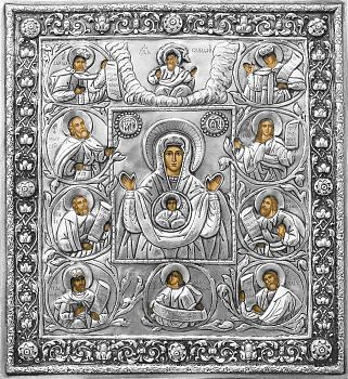 Икона Божией Матери "Курская-Коренная" в посеребренной ризе (окладе), Р-217