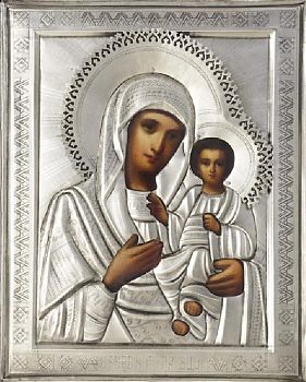 Икона Божией Матери "Иверская" в посеребренной ризе (окладе), Р-224