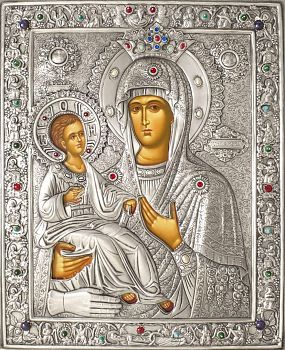 Икона Божией Матери "Троеручица" в посеребренной ризе (окладе), Р-240.6