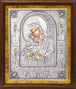 Икона Божией Матери "Почаевская" в посеребренной ризе (окладе) в басменном киоте, Р-126К
