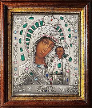 Икона Божией Матери "Казанская" в посеребренной ризе (окладе), Р-214.КС