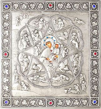 Икона Божией Матери "Неопалимая Купина" в посеребренной ризе (окладе), Р-67.2