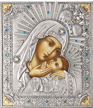 Икона Божией Матери "Корсунская" в посеребренной ризе (окладе), Р-94.2