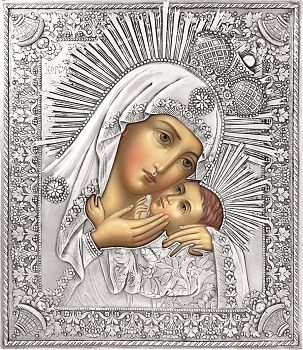 Икона Божией Матери "Корсунская" в посеребренной ризе (окладе), Р-94