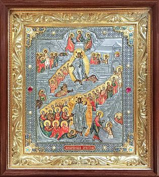 Купить Икону рукописную Спасителя "Воскресение Христово" в драгоценном окладе