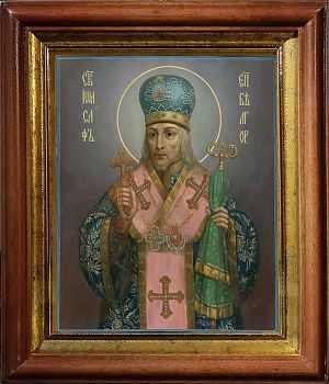 Икона Иоасафа Епископа Белгородского в киоте | Размер 13х16 см | 40200-5 (09И16)