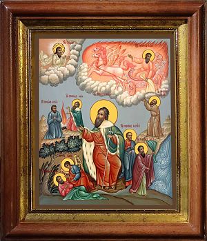 Икона Илии Пророка Фесвитянина в киоте | Размер 13х16 см | 40200-5 (09И20)