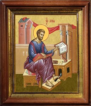 Икона Луки апостола и евангелиста в киоте | Размер 13х16 см | 40200-5 (09Л9)