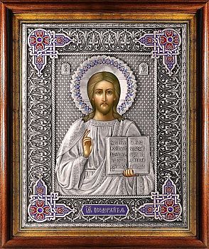 Господь Вседержитель в посеребренной ризе (окладе), Р-112.2К