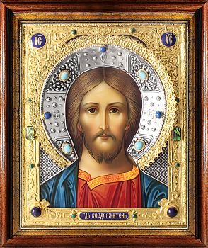Господь Вседержитель в посеребренной ризе (окладе), Р-133.7К