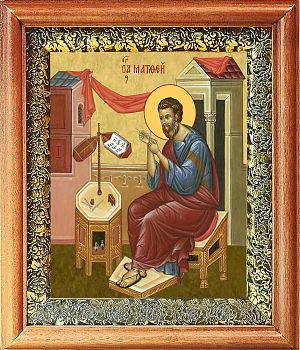 Икона Матфея апостола и евангелиста в киоте | Размер 13х16 см | 40200-8 (09М6)