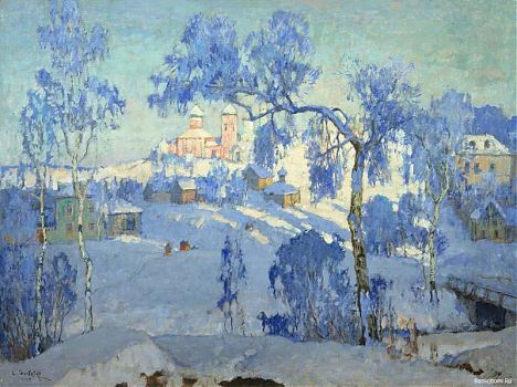 Константин Иванович Горбатов - Зимний пейзаж с церковью, пейзаж - 170170