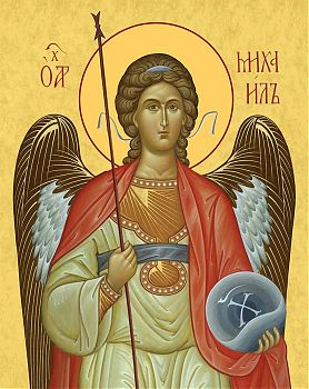 Икона Архангела Михаила, святого Архистратига, 04А4 - Купить полиграфическую икону на холсте