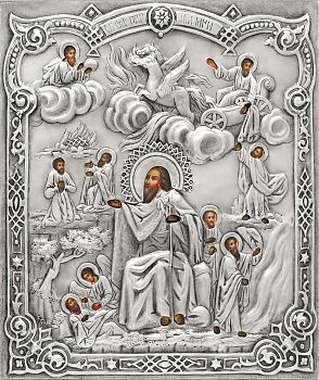 Икона Илии Пророка Фесвитянина в посеребренной ризе (окладе) | Р-11