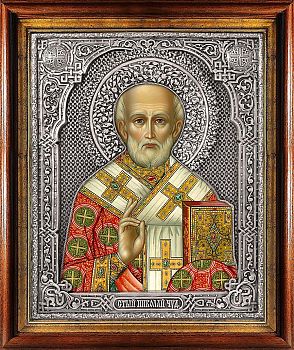 Николай, свт. Мирликийский, чудотв., в посеребренной ризе (окладе), Р-135К