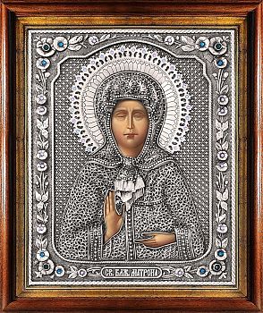 Матрона Московская, св. блж., в посеребренной ризе (окладе), Р-211К
