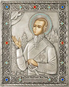 Праведный воин Феодор Ушаков | Икона | Купить | В посеребренном окладе | Р-222.2