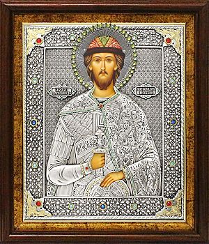 Александр Невский, св. блгв. кн., в посеребренной ризе (окладе) с золочением, Р-242.2К