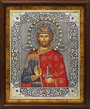 Икона Александра Невского в посеребренной ризе (окладе) | Р-243.2К
