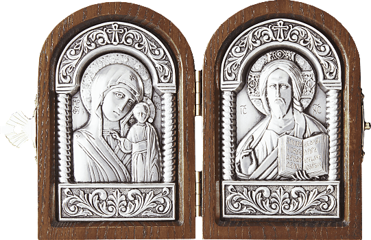 Купить православную икону - Венчальный складень - Спаситель, Казанская икона Божией Матери, А152-2