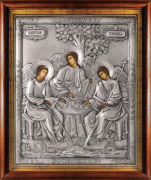 Икона "Святая Троица" в посеребренной ризе (окладе), Р-36К