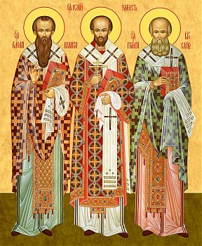 Василий Великий, Иоанн Златоуст, Григорий Богослов | Купить икону для иконостаса. Позиция 93