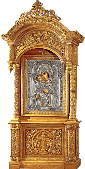 Киот напольный из дерева "Державный" с сенью "Вариант №2". Заказать по цене производителя для украшения православного храма