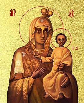 Икона Божией Матери "Моздокская" (Иверская) с золочением поталью, 03М2-УЛ