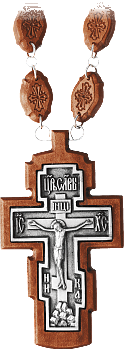 Крест иерейский наперстный новый, с посеребренной вставкой, клен, 17153