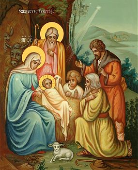 Икона Господа Иисуса Христа "Рождество Христово", 05Р6 - Купить полиграфическую икону на холсте