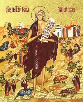 Икона "Мария Египетская", св. прп., с золочением поталью, 10037-УЛ