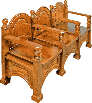 Купить церковный трон | Спаренный тройной со спинкой | В алтарь | Дерево | Лак | 29124